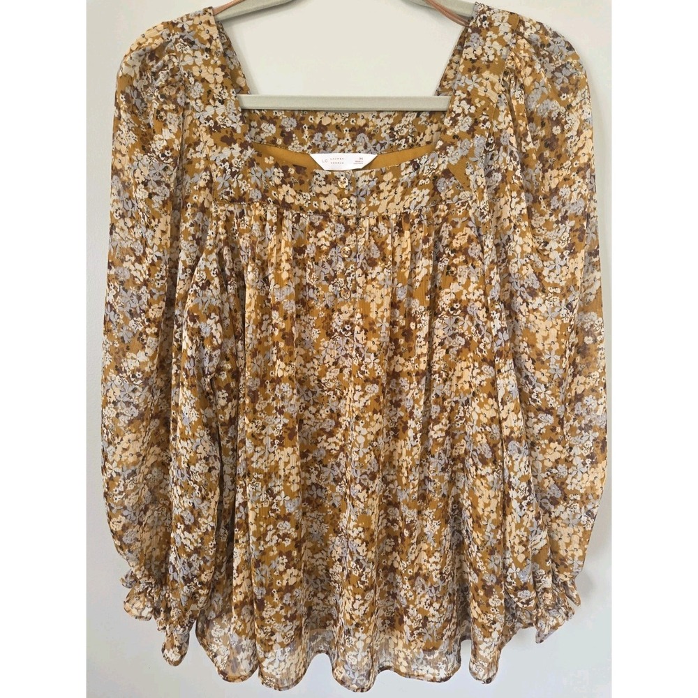 Lauren Conrad Floral Top Fall Flowy Womens Size M